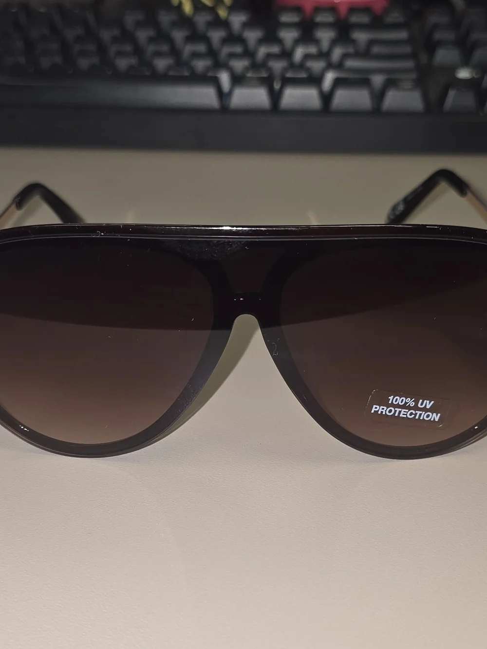 New Fossil X80098 Unisex Shield Aviator Sunglasses Brown Rose Gold NWT